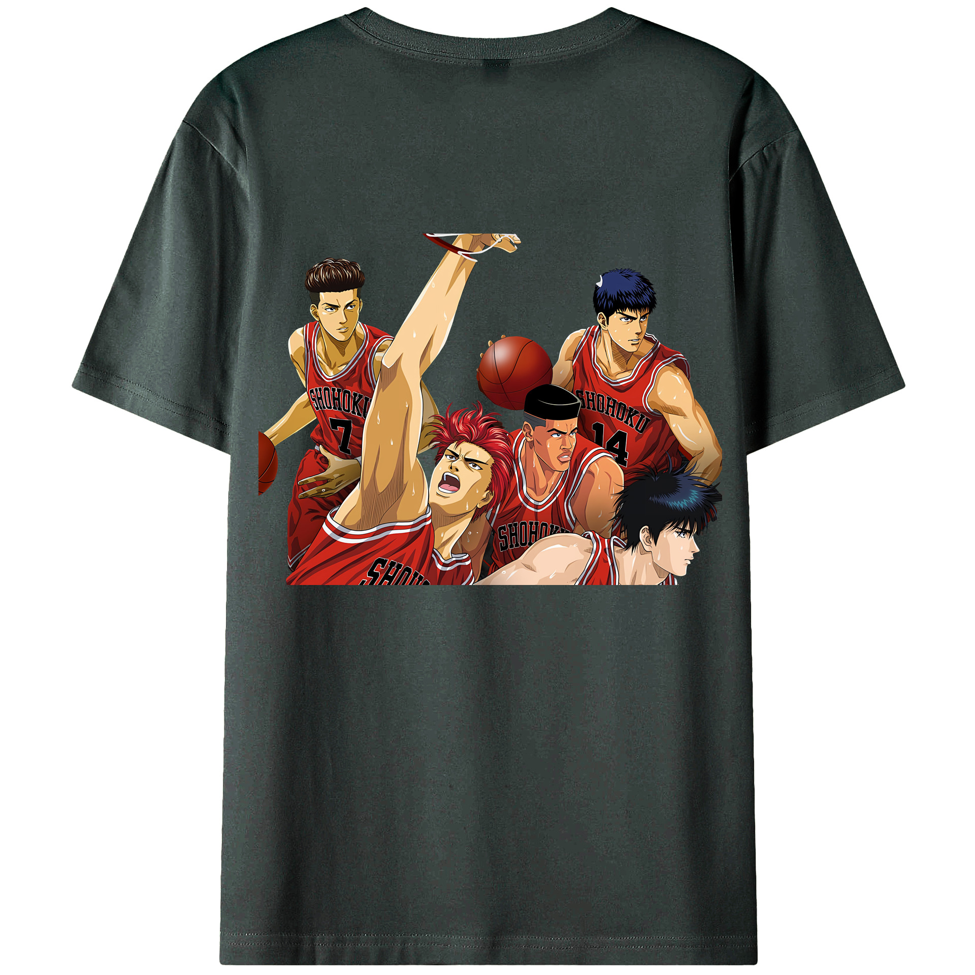 （画像用） SLAM DUNK／スラムダンク 綿100％ メンズ半袖Tシャツ（バックプリント） 通気性